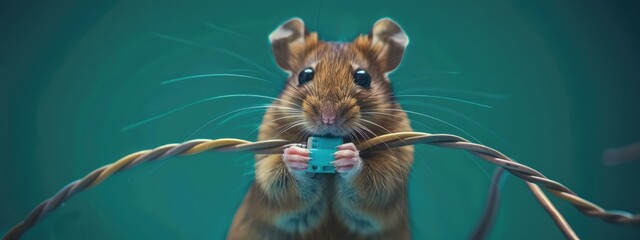 mouse eats wire selective focus