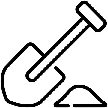 black outline shovel digging dirt clip art preview