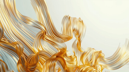 abstract translucent flowing fluid waves white tones frosted glass with gold accent edge on white background in style luxury, minimal, modern.