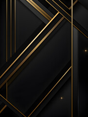 Abstract black wallpaper background with golden line elements