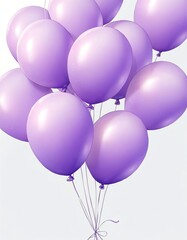 bunch of purple balloons on plain wjite background from Generative AI