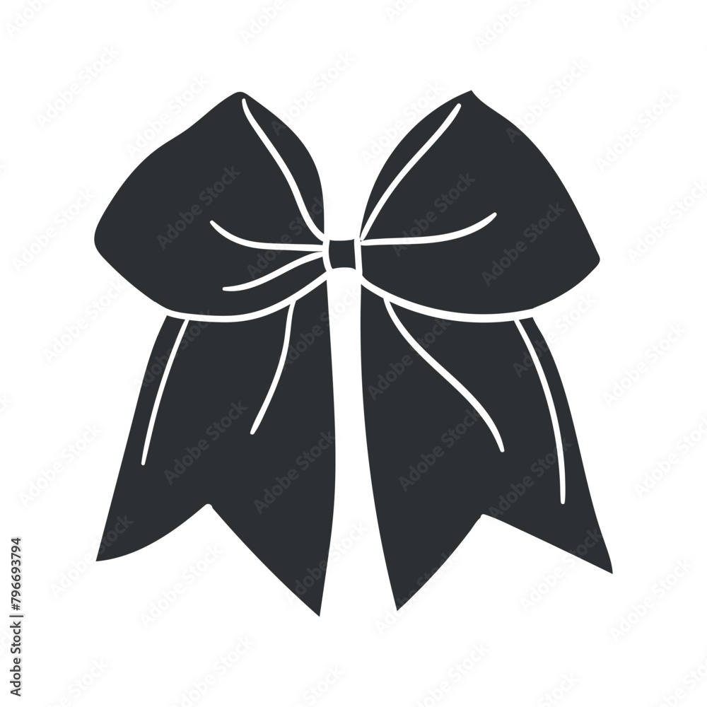 Sticker bow icon silhouette illustration. ribbon vector graphic pictogram symbol clip art. doodle sketch bla