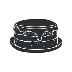 Boston Cream Pie Icon Silhouette Illustration. Traditional Food Vector Graphic Pictogram Symbol Clip Art. Doodle Sketch Black Sign.