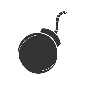 Bomb Icon Silhouette Illustration. Explosion Vector Graphic Pictogram Symbol Clip Art. Doodle Sketch Black Sign.
