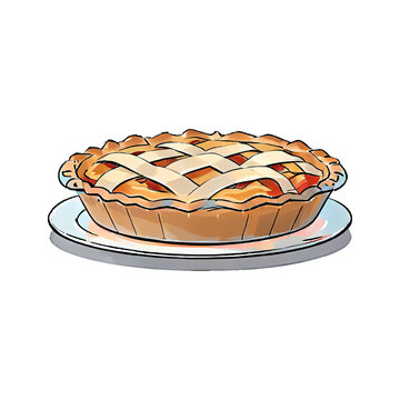 recommend clip art: Apple Pie Hand Drawn Cartoon Style Illustration