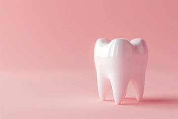 Healthy tooth on pink background