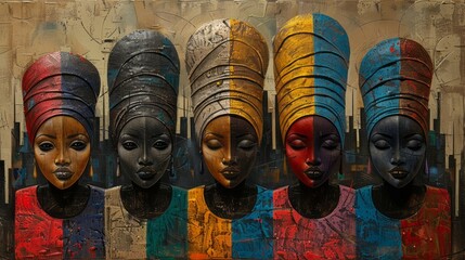 Modern Abstract African Art with Traditional Influences