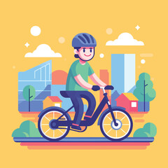 illustration of a person riding an electric bicycle