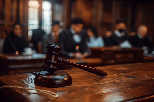 Legal proceedings with public defender male witness judge jury and lawyers. Concept Legal Proceedings, Public Defender, Witness Testimony, Judge Ruling, Courtroom Drama