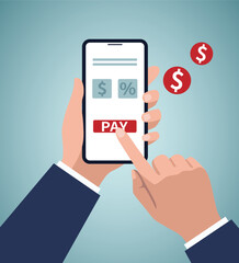 Wireless Payment Illustration. Money Transaction, Business, Mobile Banking and Mobile Payments.