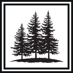 Obraz premium Silhouette of pine trees vector clipart on a white background 