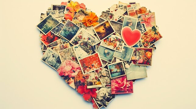 A Heart-Shaped Collage Made from Polaroid Photos: Capturing Memories and Moments in a Personal and Artistic Display