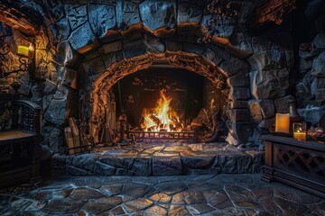 Fireplace indoors bonfire hearth.