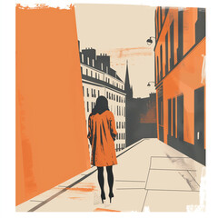 Elegant woman walking in the streets of Paris - 796704365