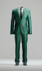 Luxury business suit 3d designed, front view ad mockup, isolated on a white and gray background.