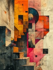 Abstract art, geometric shapes, intense colors
