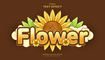 Fototapeta na wymiar decorative sunflower editable text effect vector design