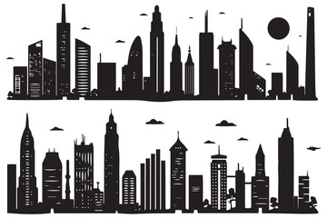 Fototapeta premium City buildings silhouette vector illustration isolated