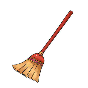 recommend clip art: Broom Hand Drawn Cartoon Style Illustration
