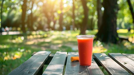 Smoothies on an outdoor table in the park