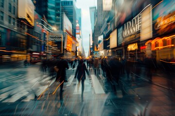 Fototapeta premium A busy city street with cars and pedestrians