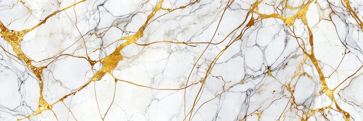 white luxury marble texture with gold linings background from Generative AI