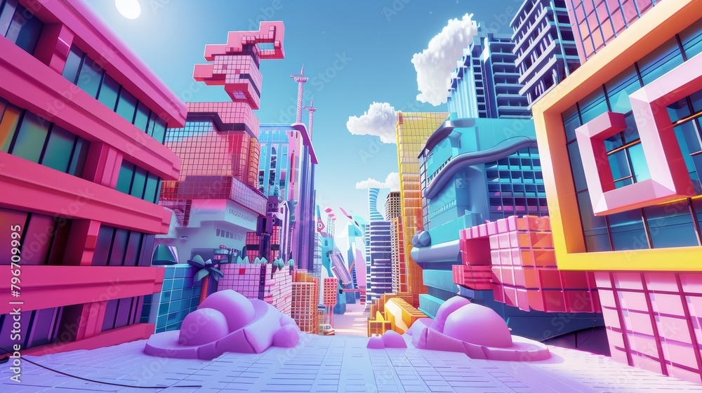 Fototapete memphis-inspired vs text with a 3d pixel art background ai generated illustration