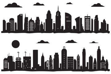 Fototapeta premium set of Vector city silhouette in a flat style