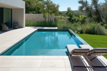 Modern swimming pool architecture furniture outdoors.