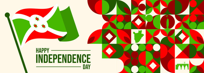 Happy Burundi Independence Day Vector Illustration on 1 July with Waving Flag and Ribbon in National Holiday Flat Cartoon Background

