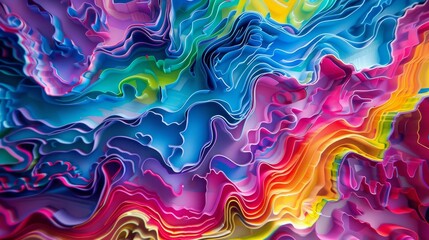 Neon colored abstract art in a bold and bright 3D style  AI generated illustration