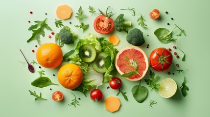 Organic shapes resembling healthy fruits and vegetables  AI generated illustration