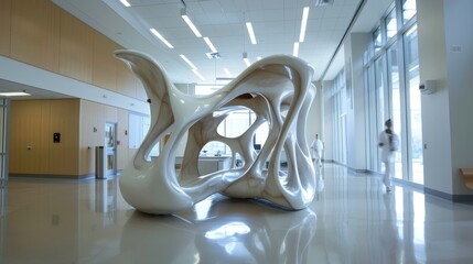 Organically shaped sculptures in a medical setting  AI generated illustration
