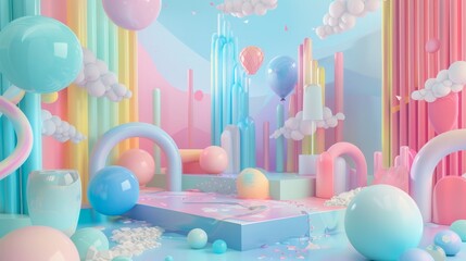 Pastel neon colored 3D render that is full of whimsy  AI generated illustration