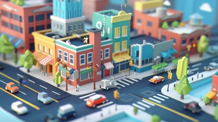 Playful 3D illustrations of Memphis street scenes  AI generated illustration