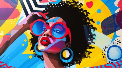 Playful and charming Memphis-inspired babe girl artwork  AI generated illustration