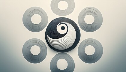 Abstract Duality: Yin and Yang Symbol in Gray Spiral Formation