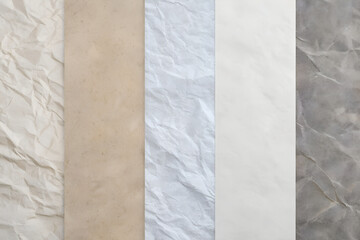 Texture background, various white and gray color textured paper