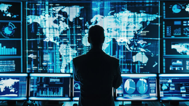 Global operations control room, secret service surveillance center