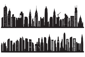 Obraz premium set of Vector silhouette of city with black color illustration