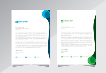 Professional Letterhead Template Set, A4 letterhead, letter head, Business letterhead design. corporate modern letterhead design template with green and blue color, Creative letterhead design,