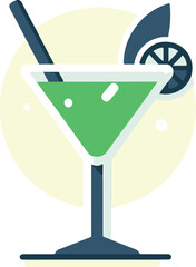 summer minimalistic flat vector cocktail summer illustration on a white background, isolated