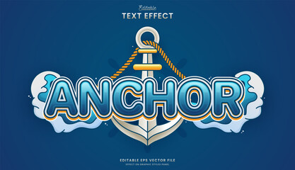 decorative blue anchor editable text effect vector design