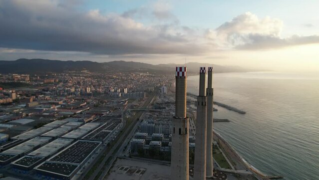 aerial view of old factory barcelona, spain