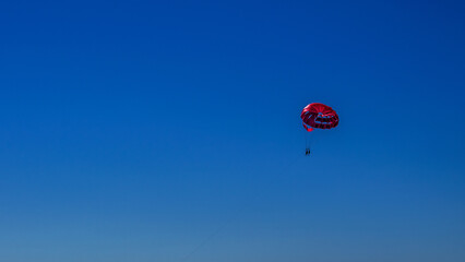 Parachute, paragliding, sky, vacations, sensation, blue, pleasures