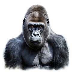 A Gorilla Isolated Against a Plain Background: Highlighting the Majestic and Thoughtful Expression of This Powerful Primate





