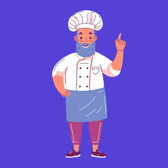 The chef makes a directing sign telling the recipe