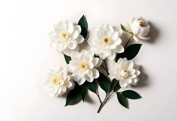 flat lay frame with white flowers and background