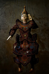 Ancient myanmar marionette in treaditional costume.It's a high class of performance art in an...