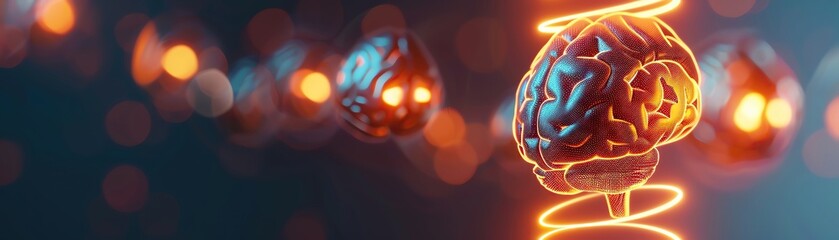 Fototapeta premium Elegant and simple AI concept art depicting a digital brain, set against a vibrant white background to enhance the visual impact and provide a canvas for philosophical or futuristic narratives